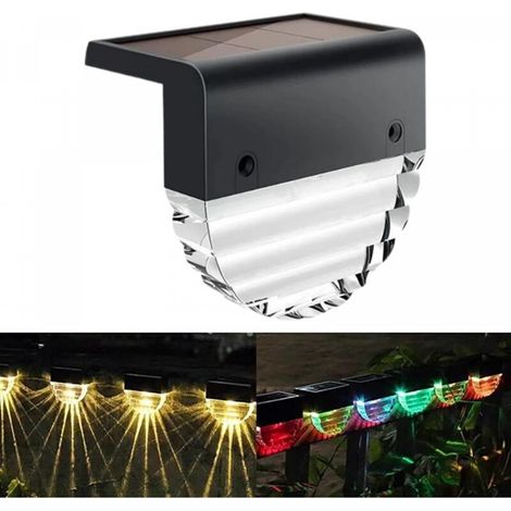 Lampe solaire pour marches, lampes solaires pour terrasse Lampe de terrasse étanche IP65 - Éclairage de clôture, éclairage extérieur pour escalier, terrasse, marche, porche et patio (1/5)