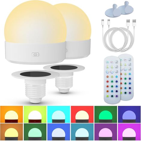 Lámpara LED magnética recargable - Lámpara con temporizador y control remoto de colores fantasía - Lámpara de almohada regulable - Lámpara de escritorio USB - Lámpara de pared - Lámpara ambiental (1/2)