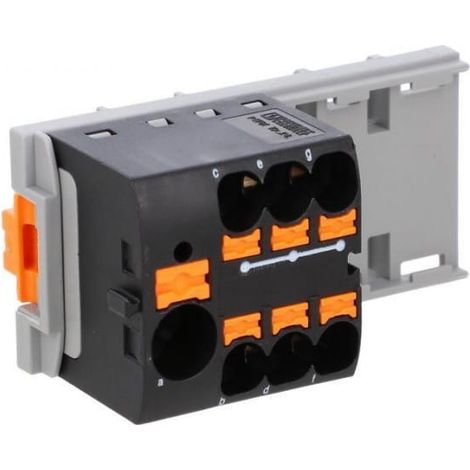 ptfix 10/6X4-NS35 BK Verteilerblock, schwarzer Industriestecker - 6 Anschlusspunkte mit einem Querschnitt von 4mm²