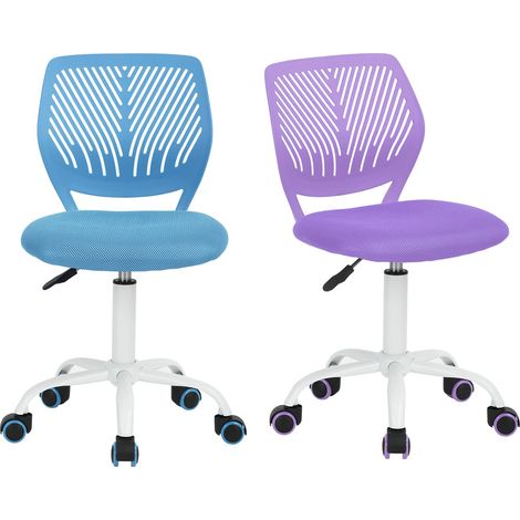2pcs Home Office Chair, Ergonomic Adjustable Height Swivel Rolling, Chaise D'ordinateur pour la Maison Le Bureau et L'étude, Metal, Blue Purple, 38,5CM x40CM x75-87CM (1/5)