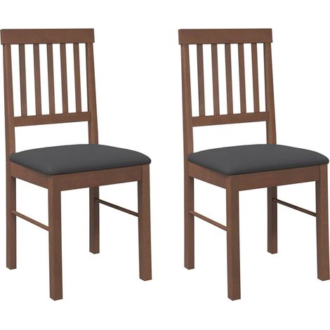 Sedie da Pranzo con Cuscini 2pz Marrone Legno Massello di Hevea vidaXL
