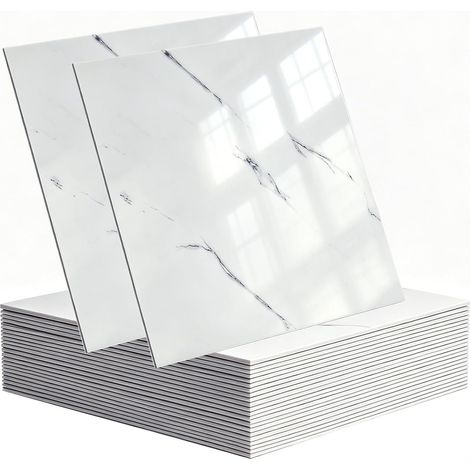24 x 30 cm PET Credence Adhesive for Kitchen, Peel and Stick Wall Tile for Bathroom, Kitchen, Living Room (White) (1/5)