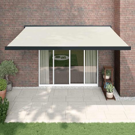 Auvent rétractable Marquise Store Banne Auvent de jardin crème 4,5x3 m tissu et aluminium 36698 (1/5)