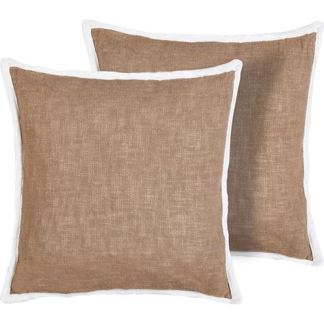 Conjunto de 2 cojines decorativos cuadrados de algodón 45 x 45 cm marrón Ianthe (1/5)