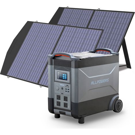 Home Battery Power Station LiFePO4 3600Wh-21600Wh, Voice Control With 2Pcs 100W Solar Panel For Home Backup Outdoor ALLPOWERS R4000 (1/5)