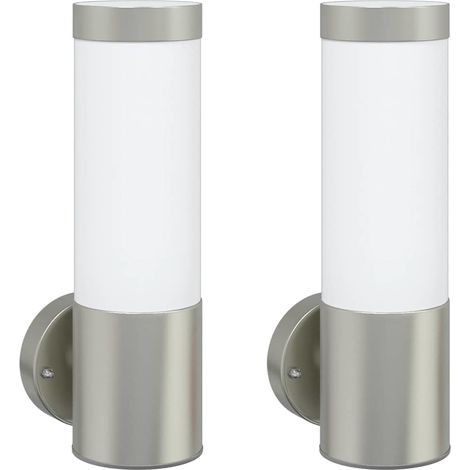 Lot de 2 appliques murales contemporaines étanches jardin 12 x 8,5 x 27 cm en acier inoxydable argenté