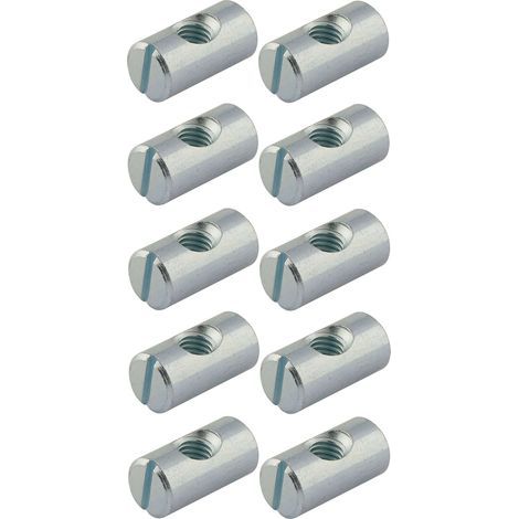 Cyclingcolors – Lot de 10 écrous cylindriques M6 en acier chromé – Filetage métrique pas standard – Pour assemblage meuble bois – Connecteur lit bébé, table, armoire (1/3)