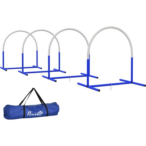 Conjunto de entrenamiento de agilidad para perros de 4 piezas con bolsa de transporte blanda en color blanco y azul (1/5)