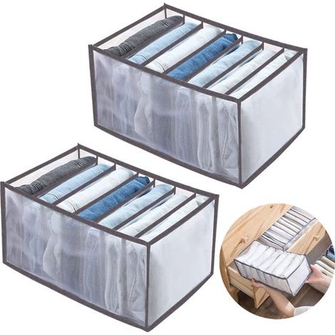 Lot de 2 organisateurs de pantalons - Rangement de tiroir pour jeans et vêtements - Boîte de rangement (1/5)
