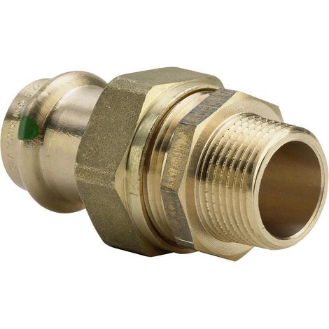 Viega Sanpress Verschraubung 120108 15 mm x R 1/2, Rotguss oder Siliziumbronze, flachdichtend, SC-Contur (1/5)