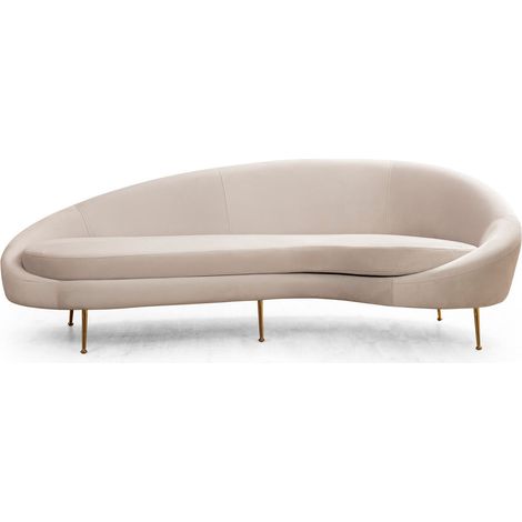Canapé 3 places tissu beige arrondi coté droit Tazany 255cm (1/5)
