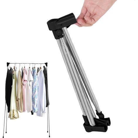 Portant à vêtements pliable portable : porte-vêtements de voyage réglable en acier inoxydable, 32-73 cm séchoir à linge télescopique pour les voyages, le camping, la randonnée, le linge à la (1/5)