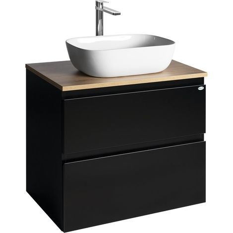 ALTAIR Vanity Unité avec planche 68 cm, noir mat/oak emporio (1/5)