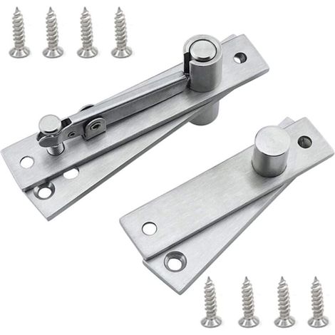 Charnière rotative, charnière rotative à 360°, charnière de porte pivotante, charnière dissimulée pour porte pivotante, acier inoxydable pour armoires, armoires, portes de salle de bain (argent) (1/4)