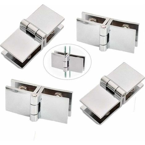 4 Pièces Charnières Porte en Verre, Clip Porte Verre Charnière, Charnière Serrage de Porte(180 Degrés), Alliage Zinc Charnière Pliante en Verre pour Porte en Verre de Salle de Bain 5-8mm (1/5)