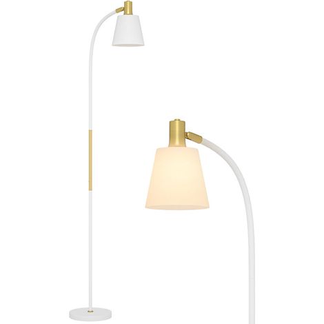 Lampadaire de salon réglable en hauteur 127-160 cm avec interrupteur, douille E27, blanc (1/5)