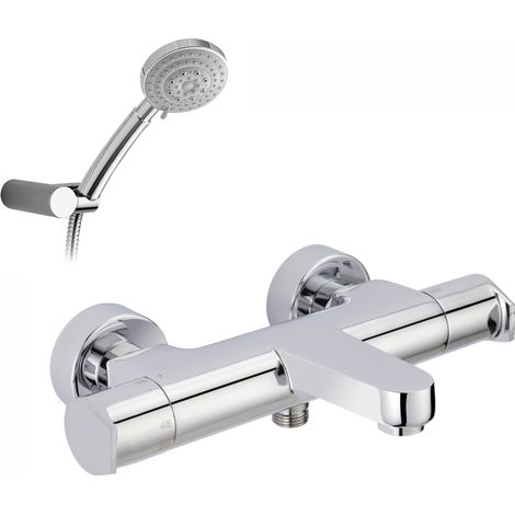 Presto Grifo baño-ducha termostático Aroha negro cuerpo frío con accesorios de ducha (1/2)