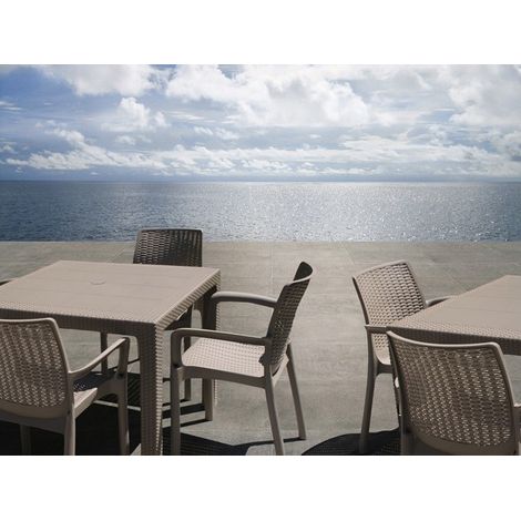TAVOLO RATTAN TAUPE - 80X80X72