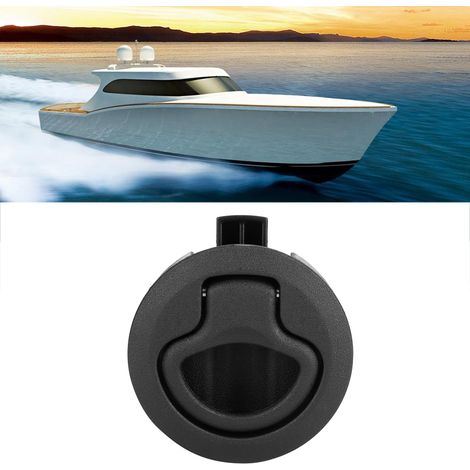 Loquet de trappe de pont rond noir à fermeture affleurante, accessoire pratique pour bateaux et bateaux. (1/5)