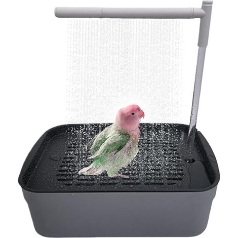 Douche pour perroquet – Douche automatique pour perruche Baignoire silencieuse avec robinet de circulation, station de nettoyage motorisée, fournitures pour animaux domestiques rechargeables pour
