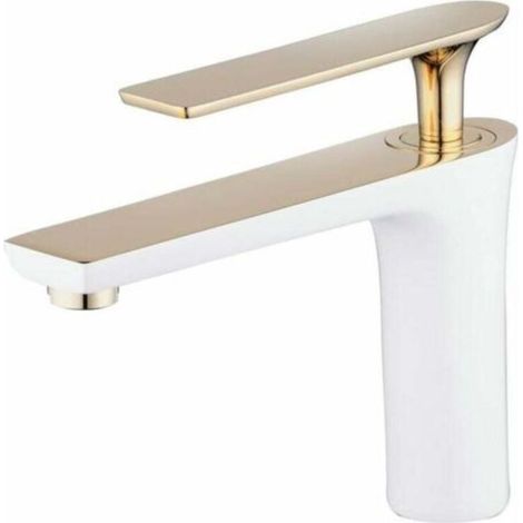 Rubinetto miscelatore per lavabo da bagno, verniciato bianco/oro, rubinetto miscelatore monoforo per lavabo, rubinetti per lavabo da bagno