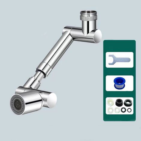1440° Drehbarer Wasserhahn-Extender für Badezimmer – Roboterarm mit großem Winkel, multifunktionaler Wasserstrahl-Adapter, drehbarer Wasserhahnverlängerung mit Spritzschutz und Filter, Küchenarmatur E (1/5)