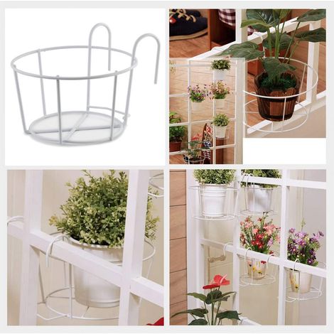 Support Pour Pot De Fleurs - En Fer Galvanisé - Pour Clôture De Balcon Ou Jardin - Capacité Charge Max 5 Kg - Lot De 1 (1/5)