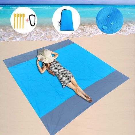 Toalla de playa/manta de playa de 210 x 200 cm, grande, impermeable, resistente a la arena, manta de picnic, para viajes, camping, vacaciones, etc. (1/5)