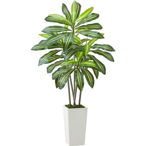 Arbre artificiel Dracaena 1524 mm,plante tropicale en pot blanc,grande décoration d'intérieur et extérieur,idéal pour bureau et salon (1/5)