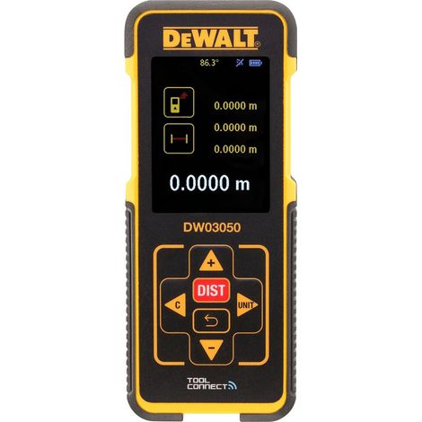 Dewalt – Télémètre laser 50 m – DW03050 – Précision 1,5 mm – Connectivité Bluetooth – IP65 pour chantiers humides
