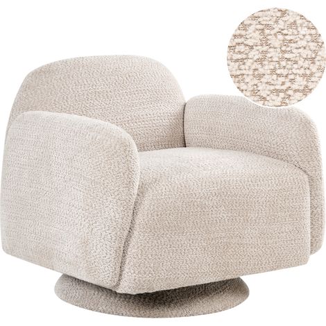 Sillón moderno tapizado de tela base giratoria y reposabrazos ancho sala de estar beige Aapua