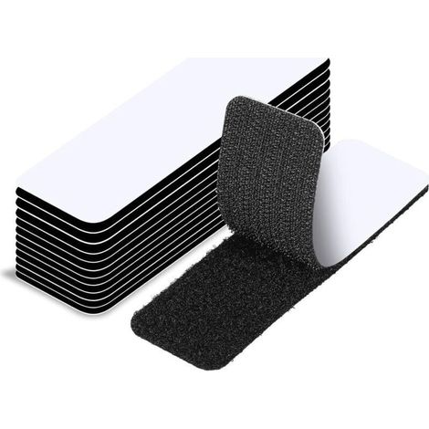 30 Pièces Scratch Autocollant Double Face,46cm Bande Scratch Adhésive Scratch Autocollant Rectangle Adhésif Double Face Puissant Réutilisable pour la Maison le Bureau (Noir) (1/4)