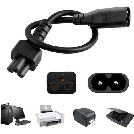 Câble adaptateur IEC320 C5 vers C8, adaptateur secteur pour ordinateurs portables C8 vers C5 (1/4)
