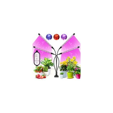 Lampe LED pour plantes - 80 LED - Rouge et bleu - Spectre complet - Pour plantes d'intérieur avec minuterie, 3 types de mode et 10 niveaux de lumière pour légumes H449 (1/5)