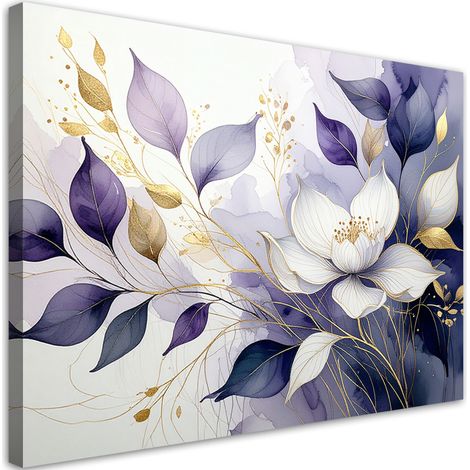 Bild auf Leinwand Pastellfarbene violette Blumen Blätter Natur 100x70 (1/5)