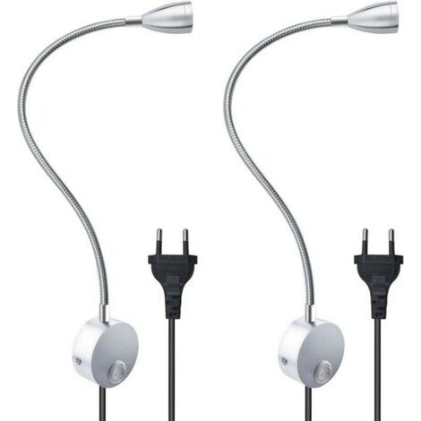 Lampe De Lecture Murale Flexible 3 W Avec Prise Européenne Et Interrupteur, Appliques Murales Pour Lire, Livres, Tête De Lit, Chambre À Coucher (2 Unités, Lumière Chaude) (1/4)