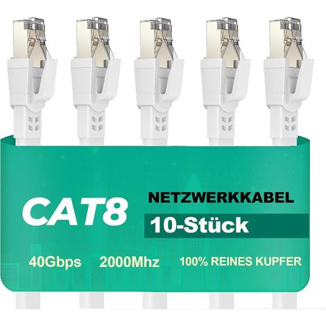 Cat 8 Câble Ethernet 0.15m – Câble Réseau 40 Gbit/s - 10 Pièces (1/5)