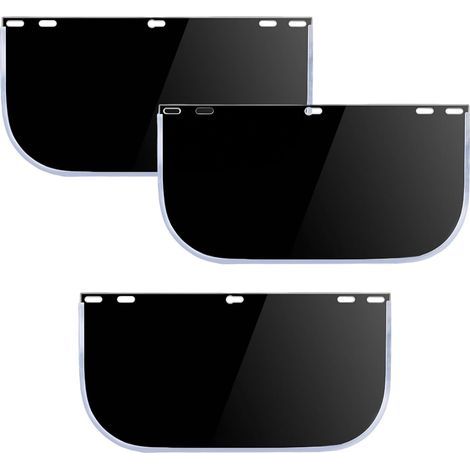 3 Pieces Replacement Lens for Face Shield - Replacement Tinted Lenses for Colored Masks, Commonly Used for Grinding and Cutting (Black)