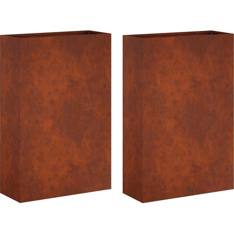 Maison Exclusive - Cache-pot de jardin 2 pc Rouillé 50 x 20 x 75 cm Acier patiné (1/5)