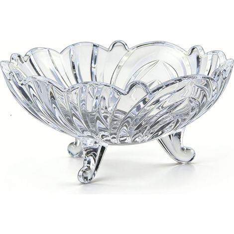 Coupe à fruits décorative sur pied, style nordique, bord ondulé, transparente, 22 cm (1/5)