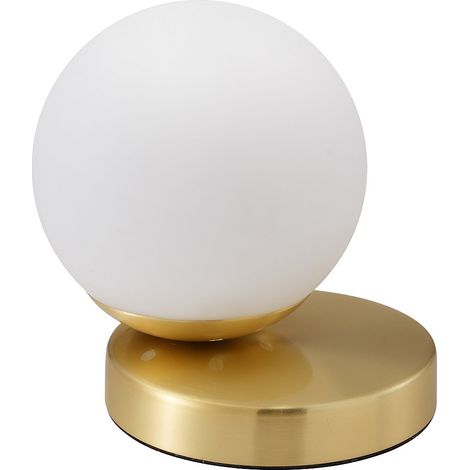 Lampada da tavolo in ottone spazzolato - L.16 x H.15 cm - Dorata e bianca - SOFIA