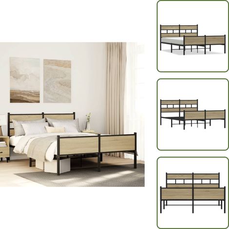 Cadre de lit sans matelas chêne sonoma 140x190 cm - Cadre De Lit - Cadres De Lit - Lit Double - Lit (1/5)