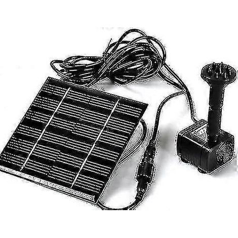 Pompe à eau solaire pour fontaine de jardin, arroseur de piscine, pompe pour bassin, aquarium, réservoir à poissons avec panneau solaire séparé, câble de 3 m et 4 pulvérisateurs. (1/5)