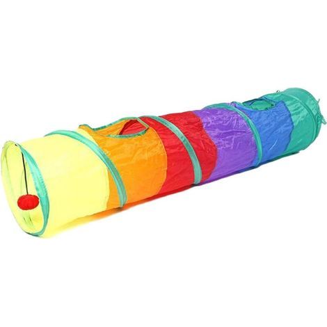 Tunnel pour chat intérieur pliable – Jouet interactif avec trous et balle – Durable et spacieux pour chats adultes – Facile à ranger – (1/5)