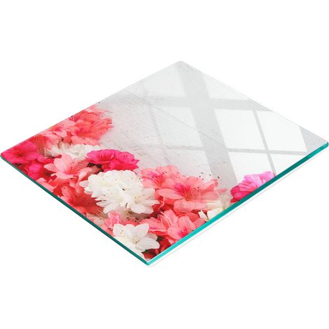Planche décorative multifonctionnelle pour la cuisine, en verre trempé, motif fleurs, 60 x 52 cm (1/5)