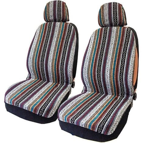 Housse de siège de voiture 4 pièces – Design coloré Baja – Protection contre la sueur et la poussière – Installation facile avec ouverture élastique