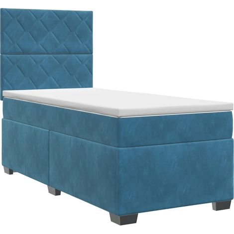 Maison Exclusive - Lit boxspring avec matelas Bleu 90 x 190 cm Velours (1/5)