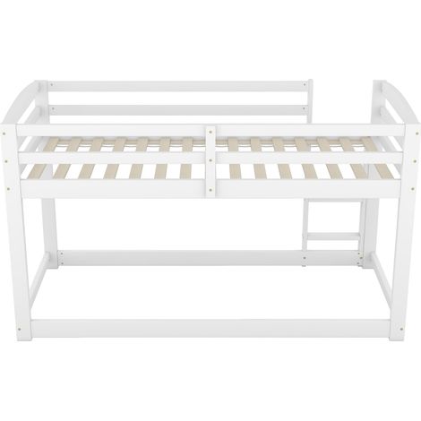 Letto a castello per bambini e adolescenti 90 x 200 cm bianco in pino con scala (1/5)