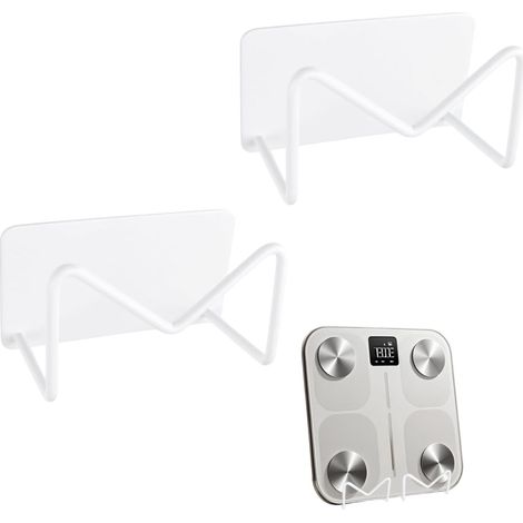 Lot de 2 supports de balance muraux, montage mural, auto-adhésifs, pour balance intelligente, support, fixation murale réglable - Convient pour la maison, la salle de sport, la salle de bain (1/5)