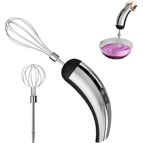 CCYKXA Elektrischer Handmixer – 18 cm (7,09 Zoll) tragbarer Mixer  Kabelloser Edelstahlmixer – 5 Geschwindigkeitsstufen mit Schneebesen zum Backen, Kochen, für Kuchen, Sahne, Proteinshakes und vieles 